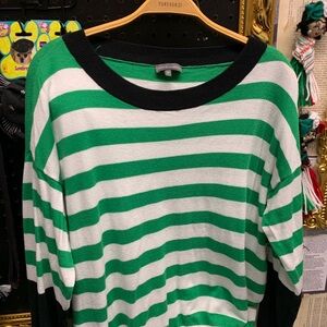 Vince Camuto Green and White Striped Top